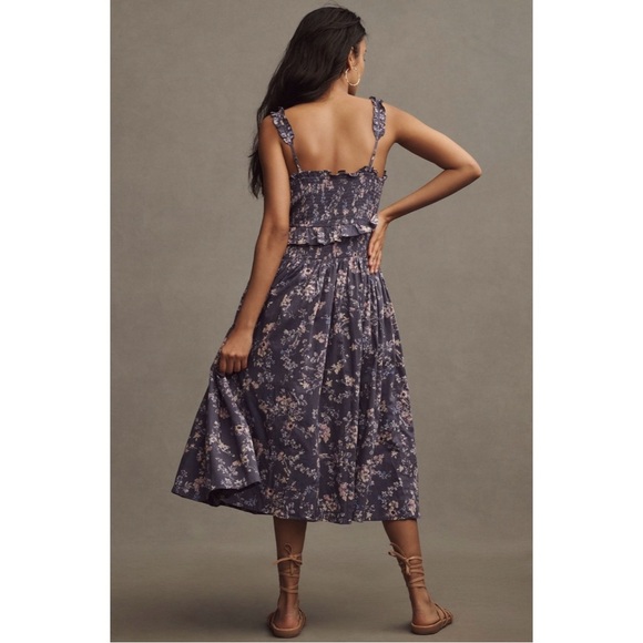 ANTHROPOLOGIE Smocked Waist Midi Dress - Picture 3 of 3